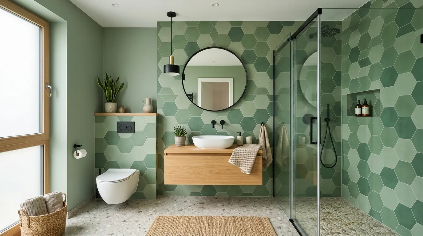 Let plants reinforce the palette naturally inspiration for a green bathroom.